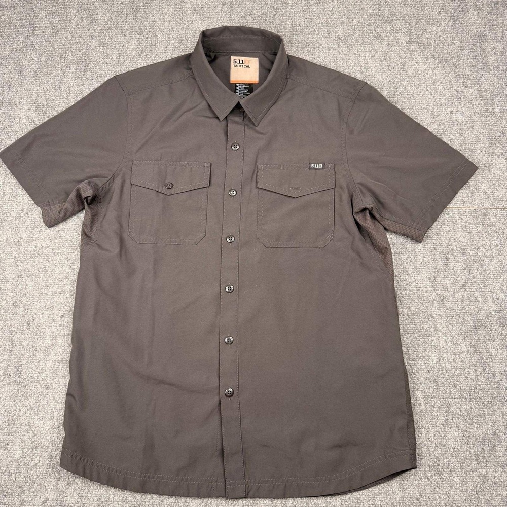 5.11 Tactical Button Up Shirt Mens Small Gray Short Sleeve Mesh Vent